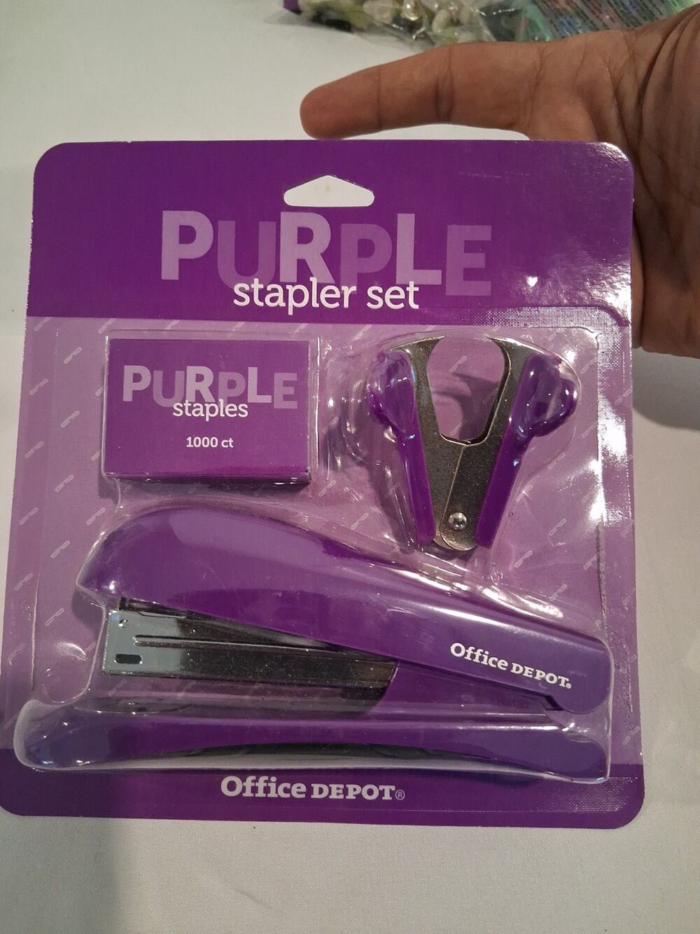 Office Depot Purple Stapler Set Includes Stapler Remover and 1000 Purple Staples